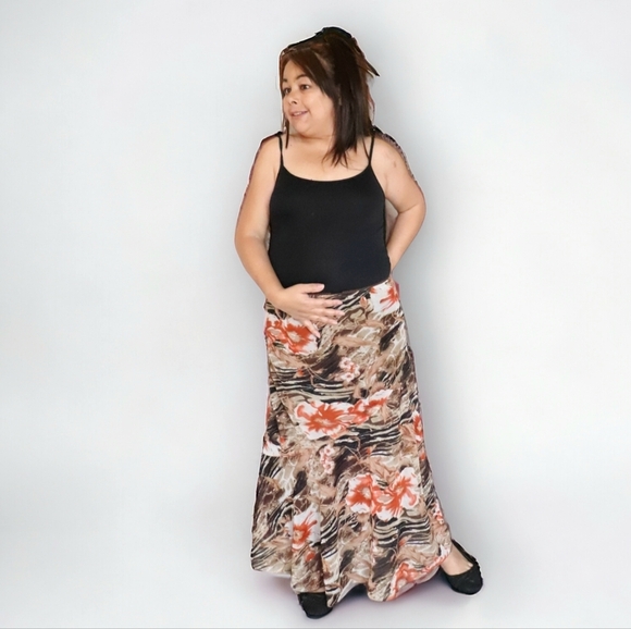 METFO WEAR WOMENS LARGE EARTH TONE MAXI SKIRT - Picture 6 of 8